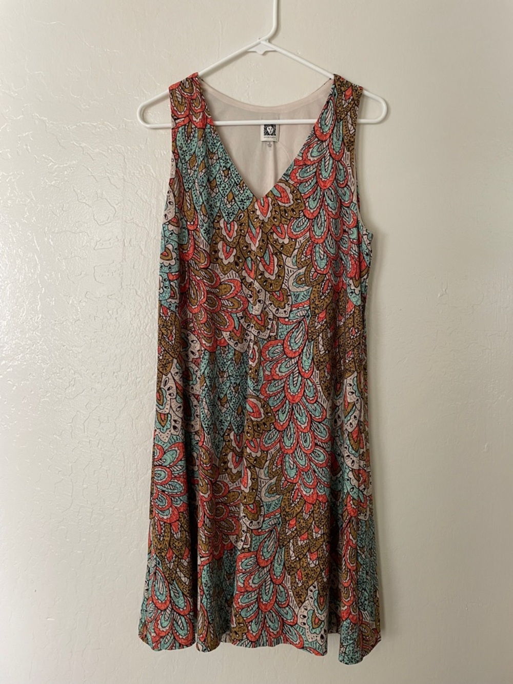 Anne Klein Multicolor Paisley Print Sleeveless Dress - Coral, Teal & Brown